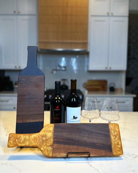 Wine Bottle Epoxy Resin Charcuterie Board