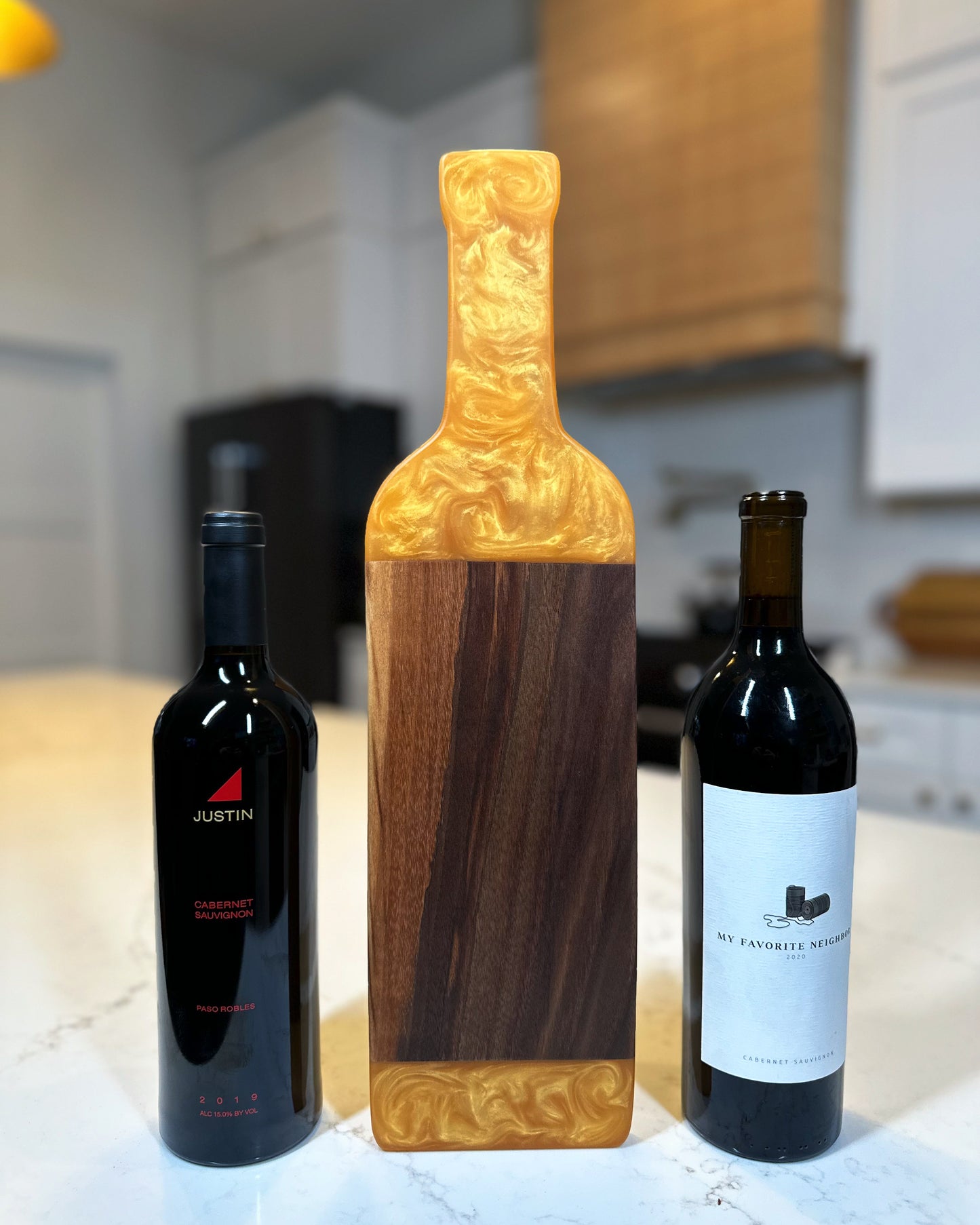 Wine Bottle Epoxy Resin Charcuterie Board