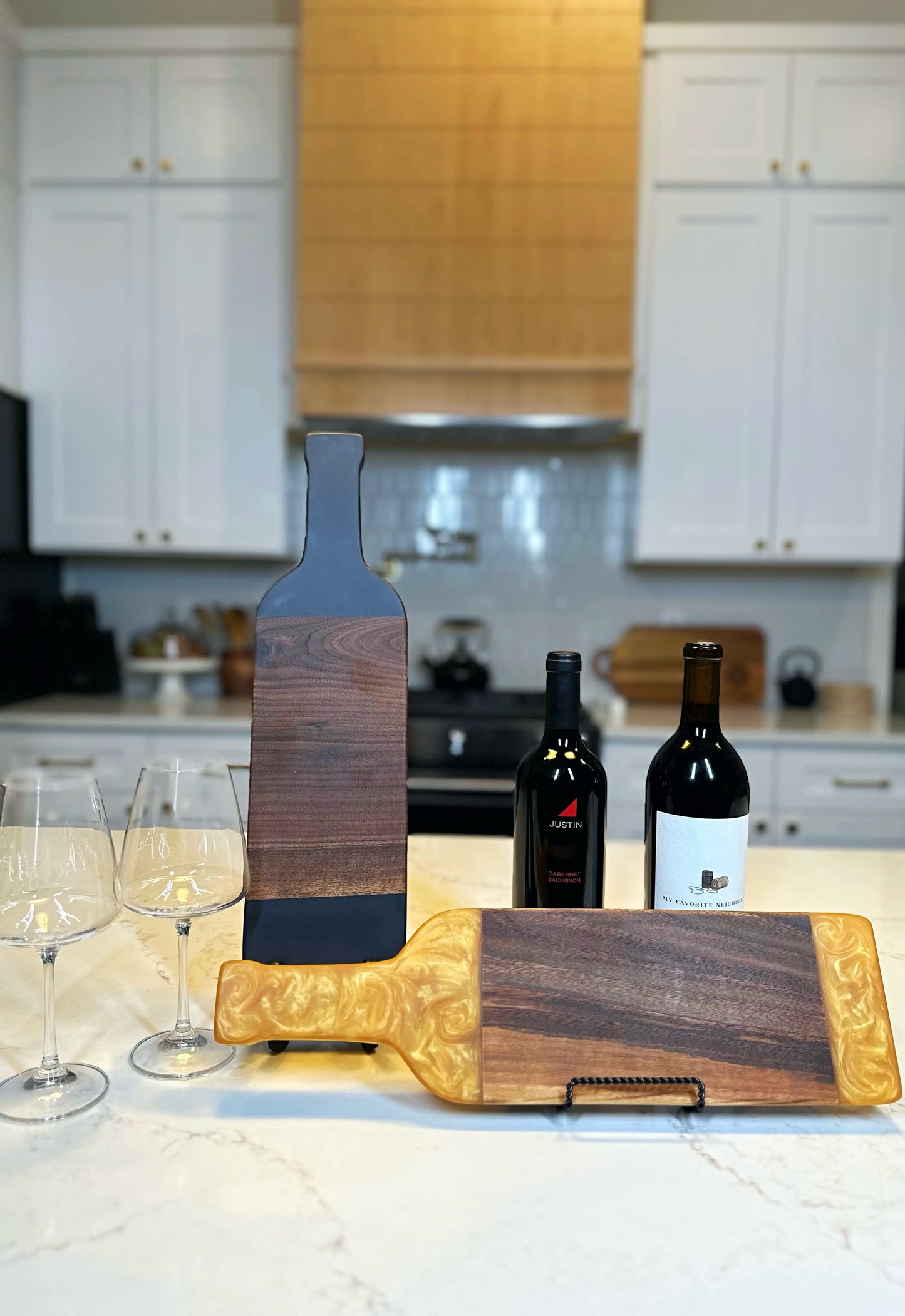 Wine Bottle Epoxy Resin Charcuterie Board